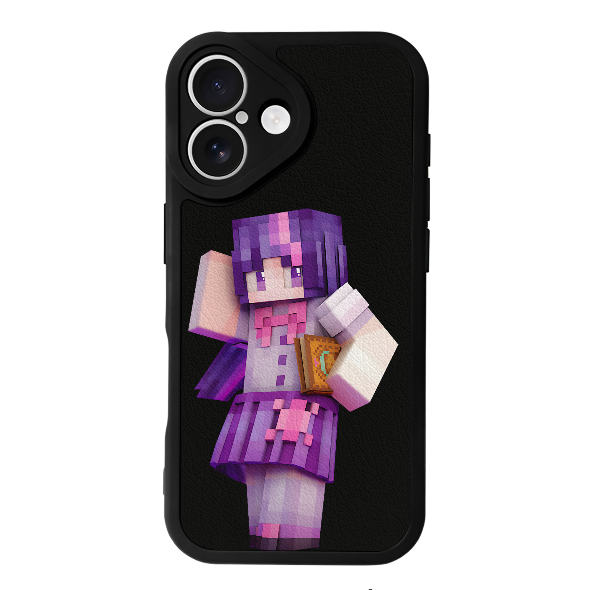 （画像用） マインクラフト ブロックの世界 Minecraft MC Block world 【iPhone 16シリーズ対応】シリコンスマホケース（レザー調） 材質：シリコン